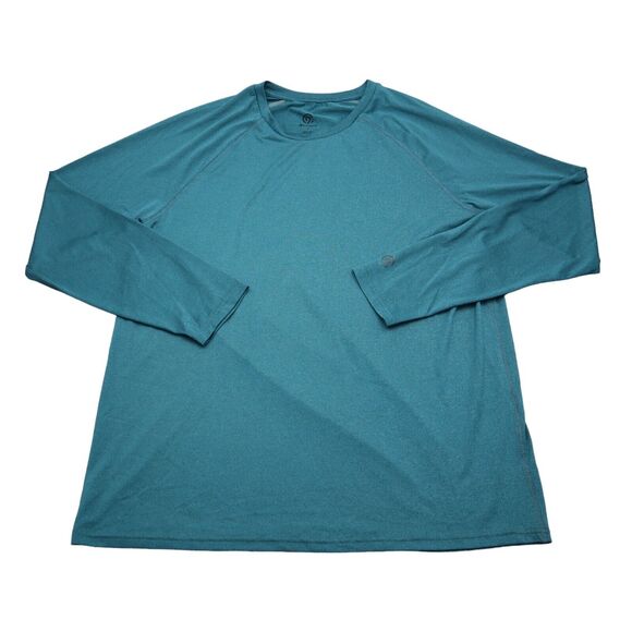 Champion Shirt Mens L Green Long Sleeve Crew Neck Polyester Logo Casual T Shirt - Picture 1 of 16